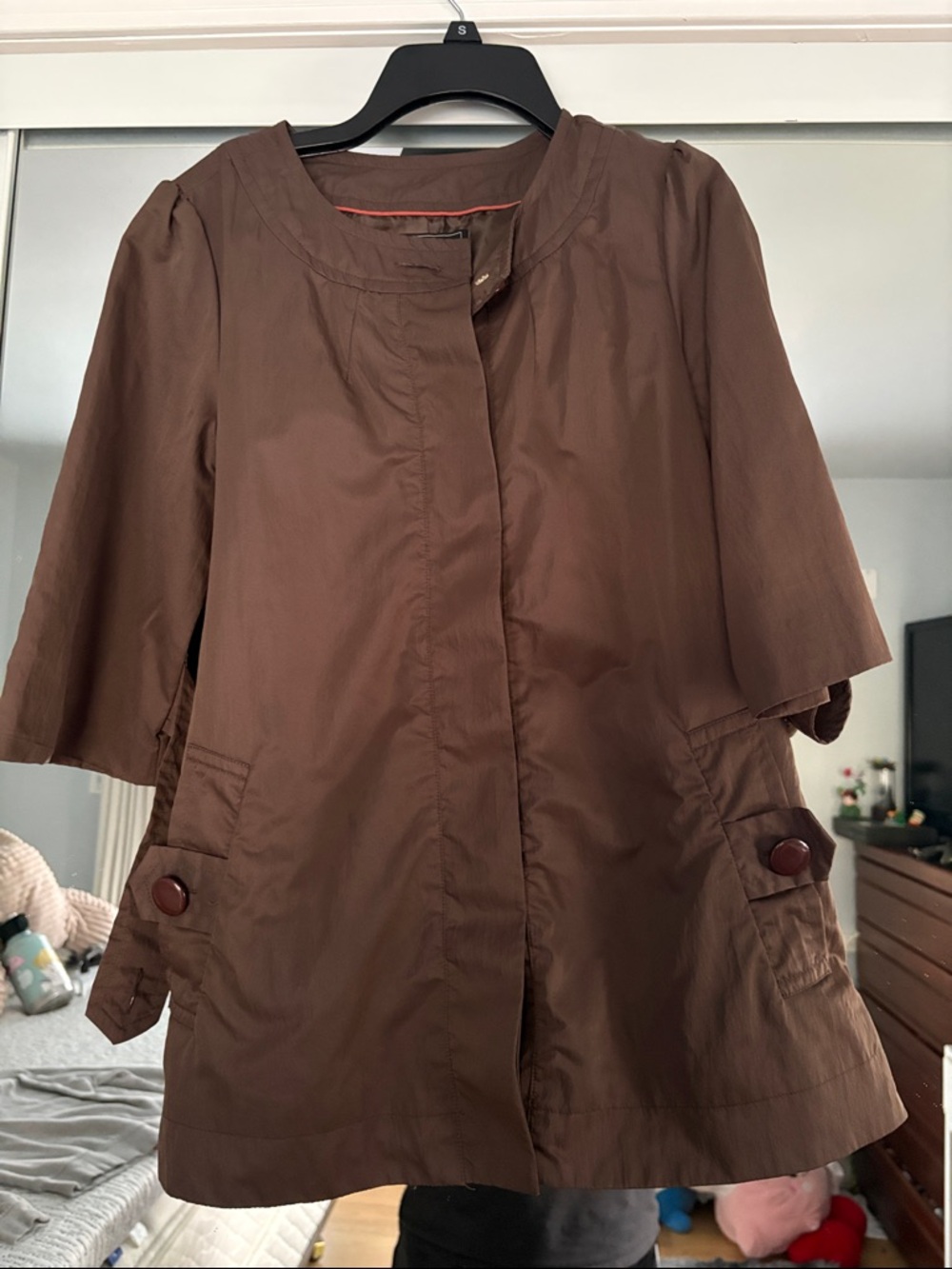 Forever 21 Brown Short-Sleeve Trench Coat